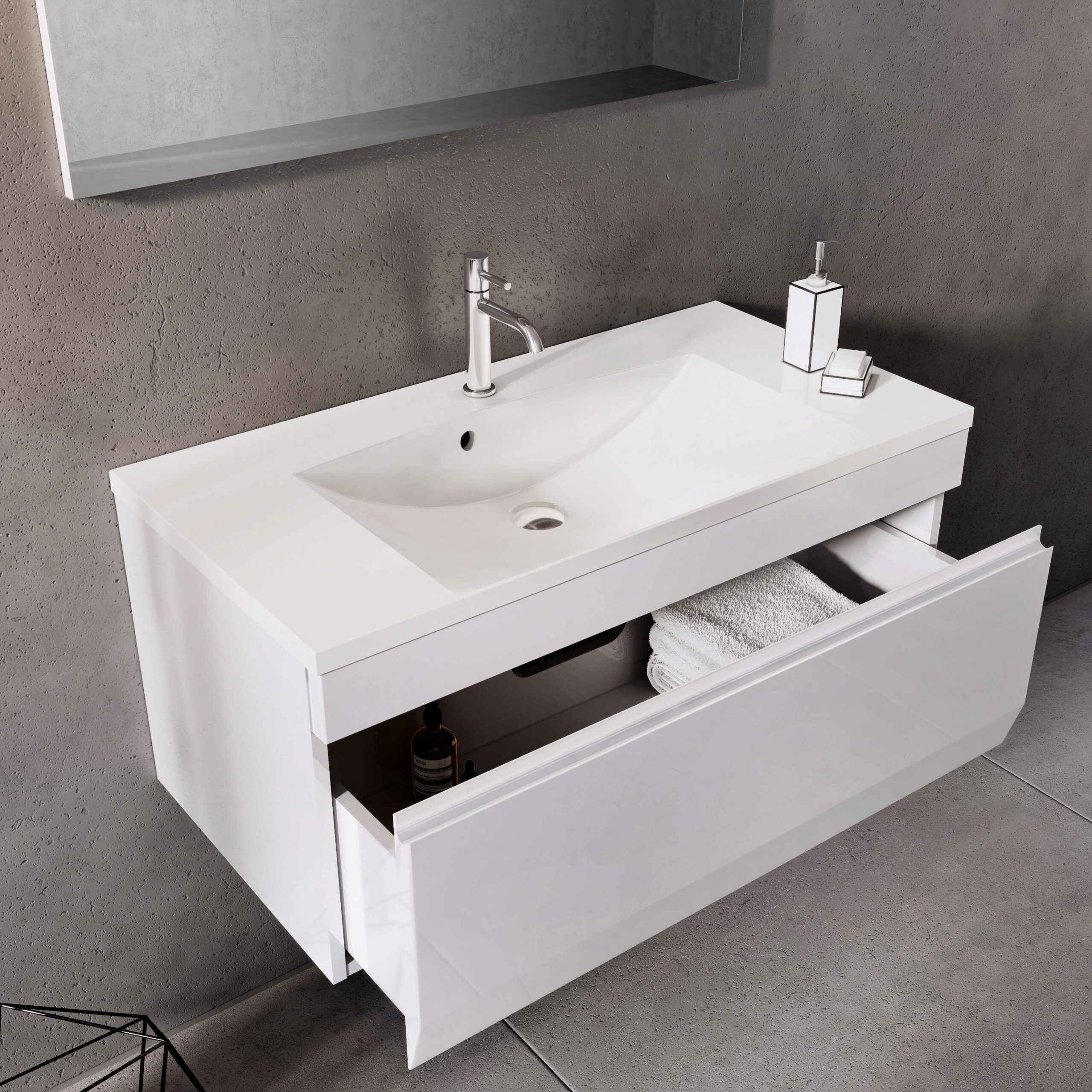 Set mobilier Oristo Horyzont 90 + Lavoar Amelia 90cm - imagine 4