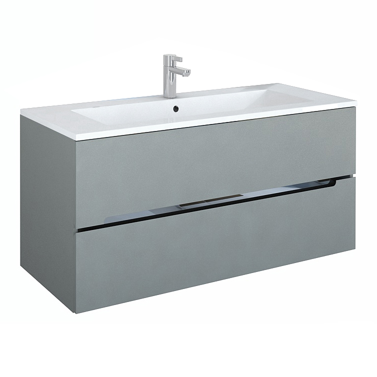 Set mobilier suspendat Oristo Silver gri mat si lavoar 120
